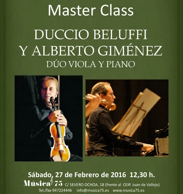 Master Class del dúo de viola y piano, formado por Duccio Beluffi (viola) y Alberto Giménez
