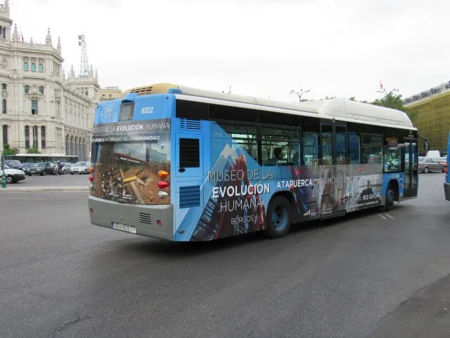 El MEH y Atapuerca, presentes en varios quioscos y en un autobús del centro de Madrid
