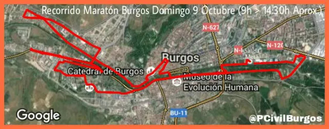 Restricciones de tráfico y aparcamiento por la Maratón de Burgos