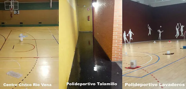Las fuertes lluvias causan inundaciones en varios polideportivos de Burgos