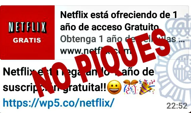 Sucesos Burgos: La Policía Nacional alerta de una nueva estafa masiva por Whatsapp: Netflix gratis