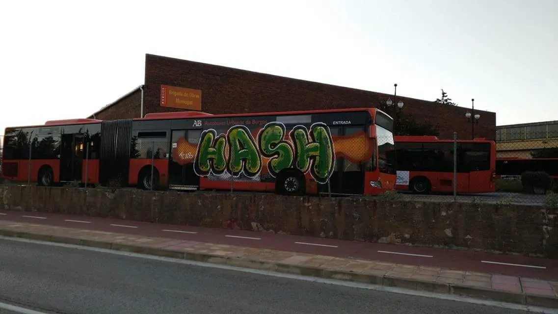 Actualidad Burgos: Dos autobuses municipales aparecen pintados con grafitis