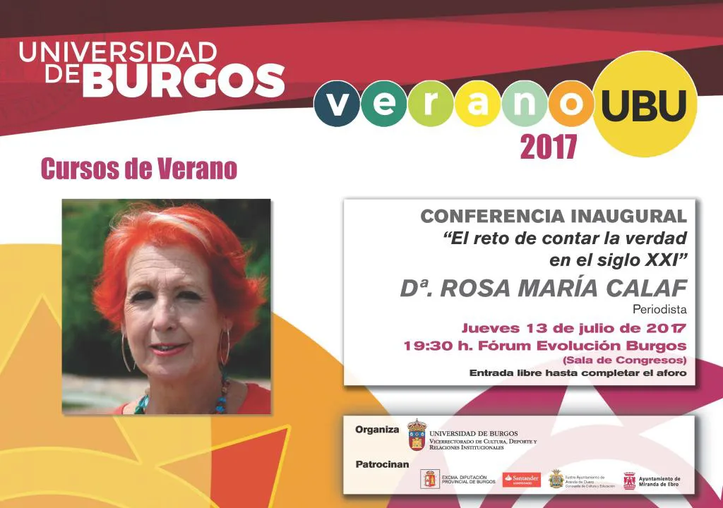 Cultura Burgos: Rosa María Calaf inaugura los Cursos de Verano 2017