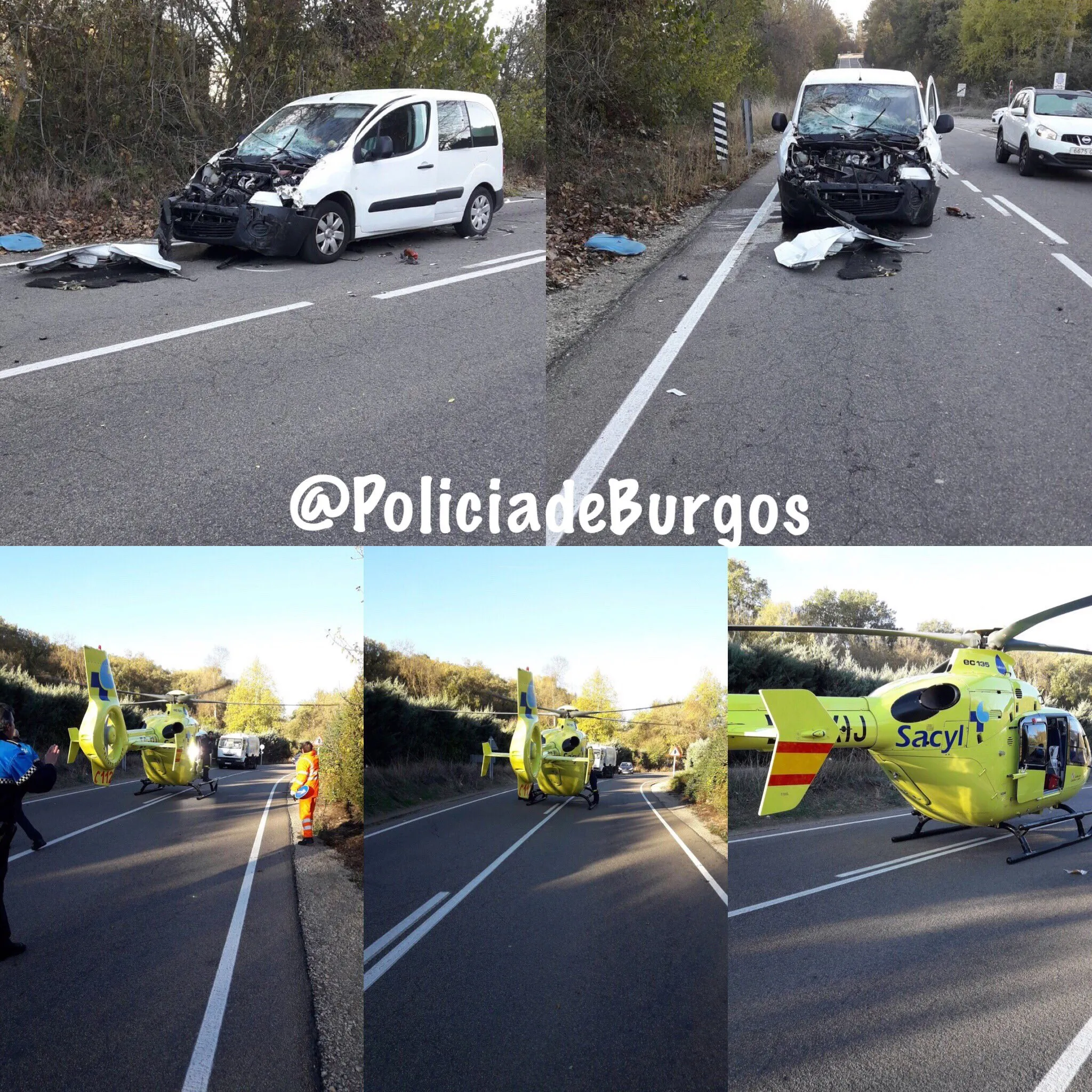 Sucesos Burgos: Un herido grave en acciedente ocurrido en Fuentes Blancas