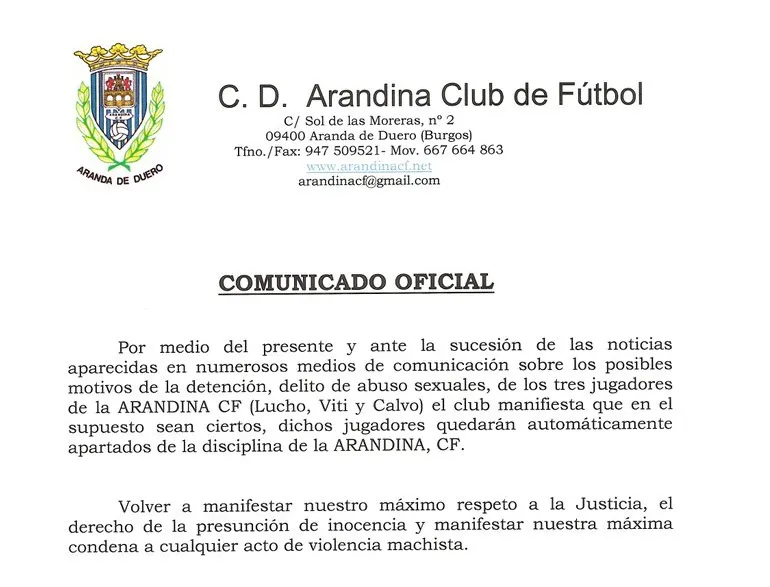 Deportes Burgos: El Juzgado declara secretas las actuaciones en el caso de los futbolistas detenidos de la Arandina