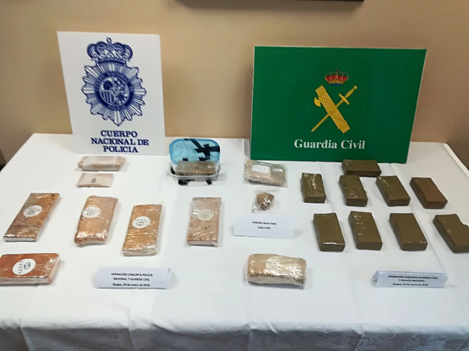 Sucesos Burgos: Incautan 4 kilos de heroína en Burgos en la denominada Operación Pan y Vino