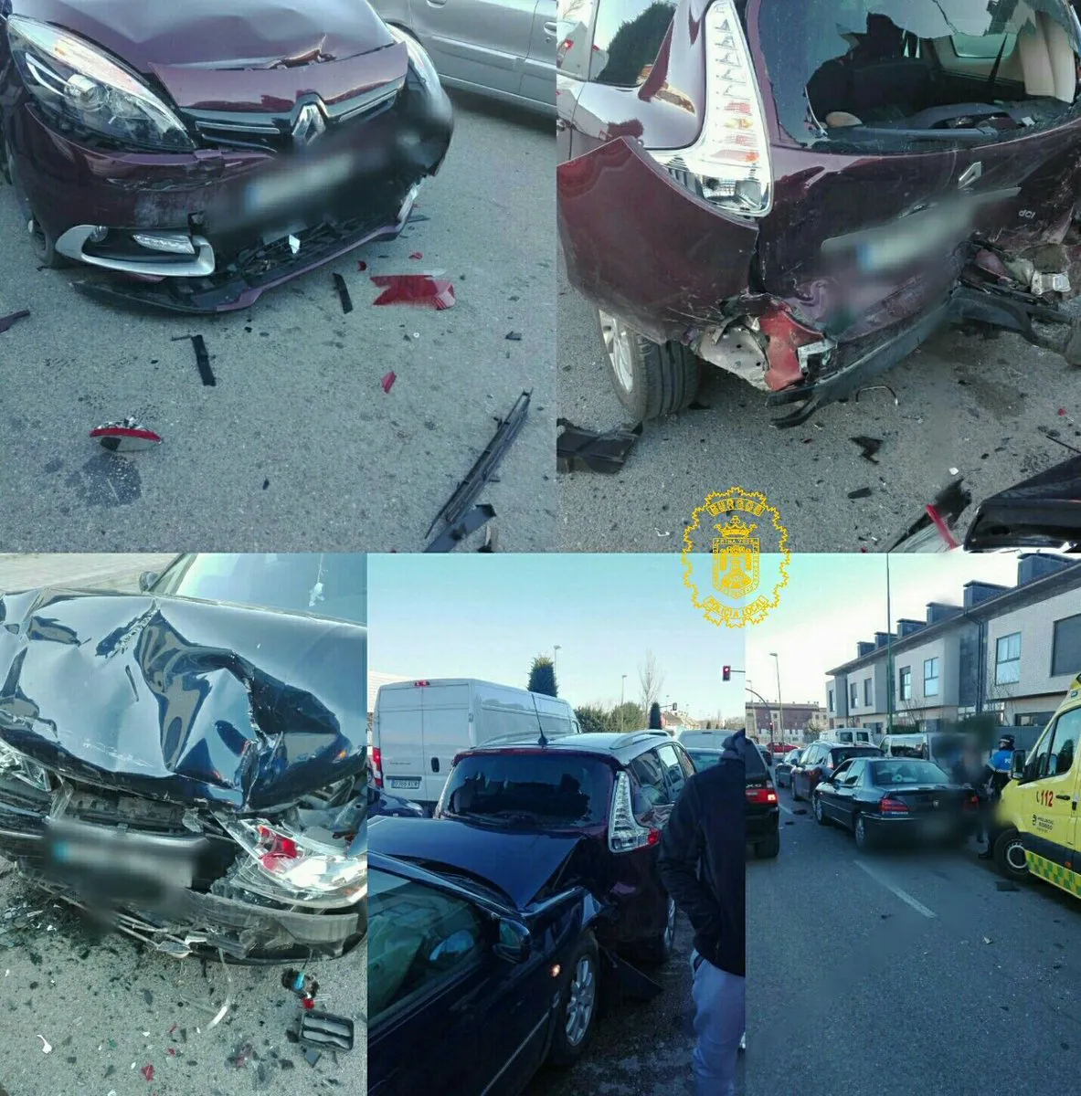 Sucesos Burgos: Tres heridos por el despiste de un conductor en un semáforo en rojo