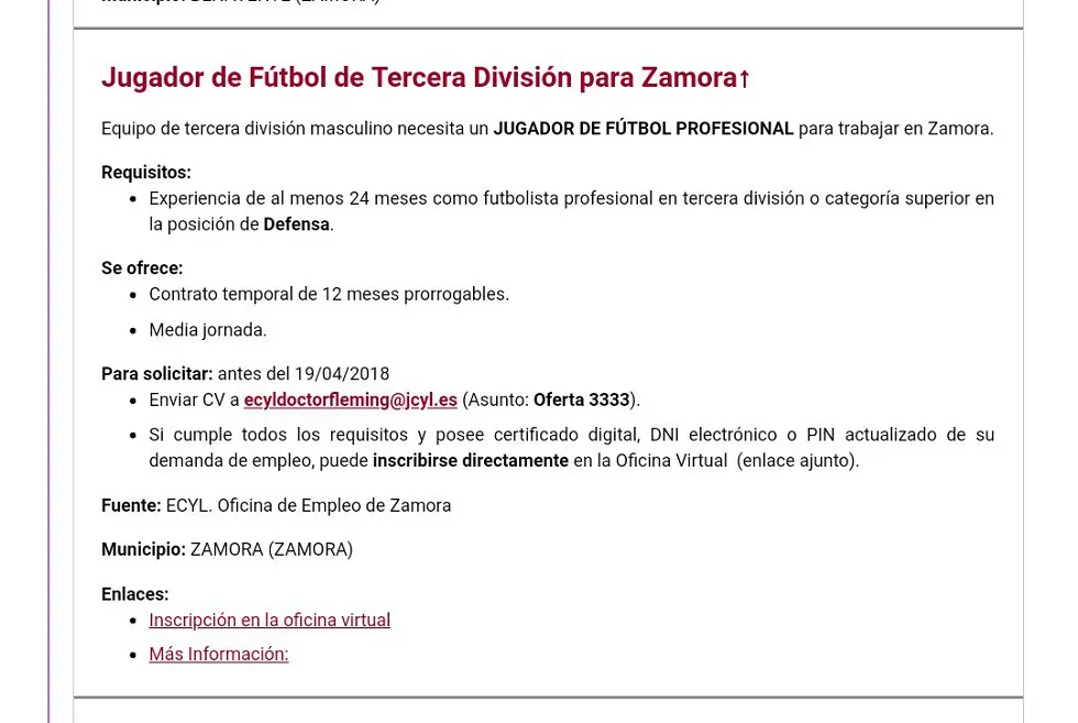 Deportes Burgos: Se buscan futbolistas en paro