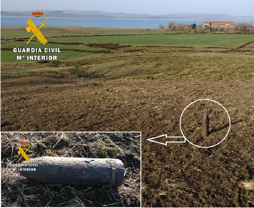 Sucesos Burgos: La Guardia Civil destruye un proyectil de artillería de la Guerra Civil