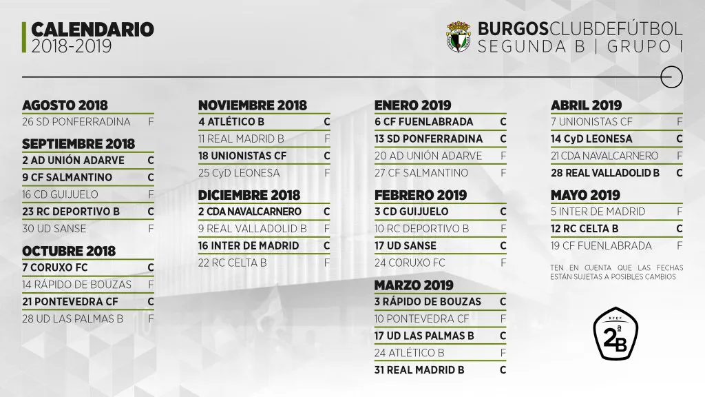 Fútbol Burgos: El Burgos CF comenzará la Liga ante la Ponferradina el 25 de agosto