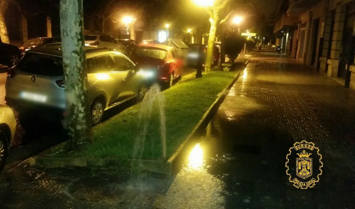 Sucesos Burgos: Les sorprenden in fraganti rompiendo aspersores en plena calle