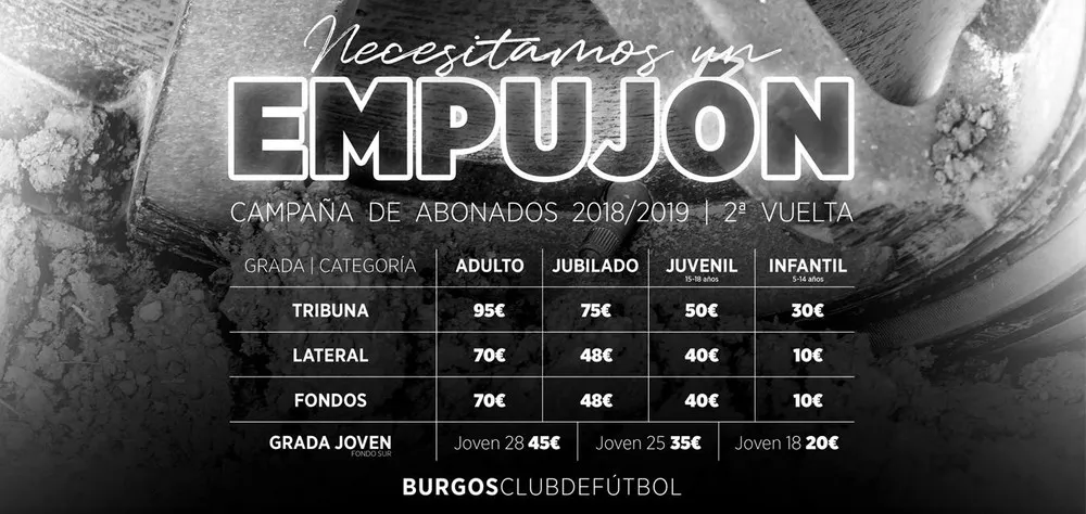 Fútbol Burgos: El Burgos CF lanza una campaña de abonados para la segunda vuelta