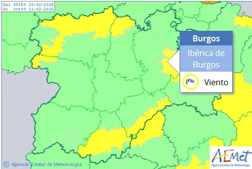 Actualidad Burgos: Aviso amarillo por fuertes vientos en Burgos