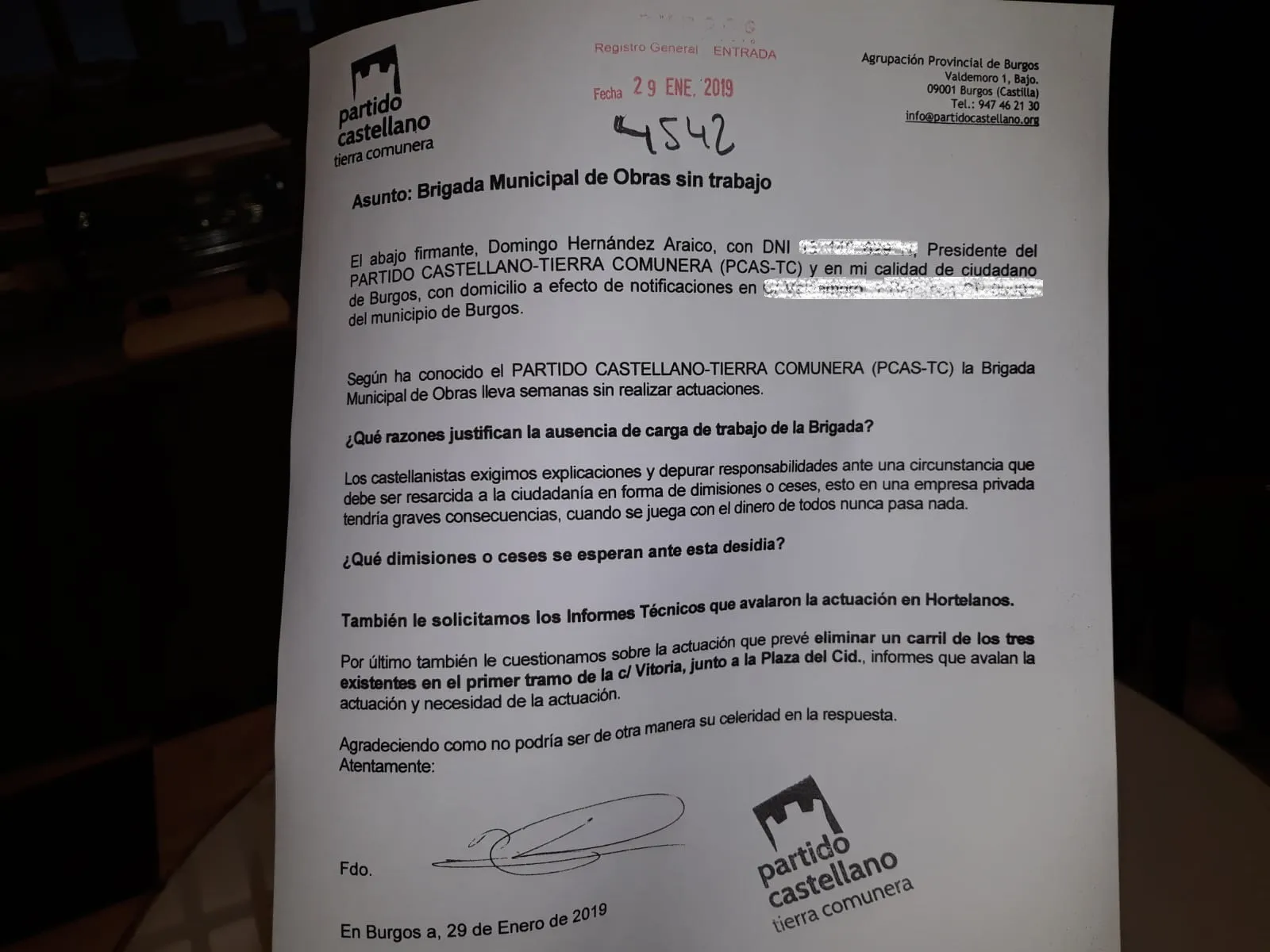Local Burgos: EL PCAS denuncia que la Brigada Municipal de Obras de obras lleva semanas sin trabajar