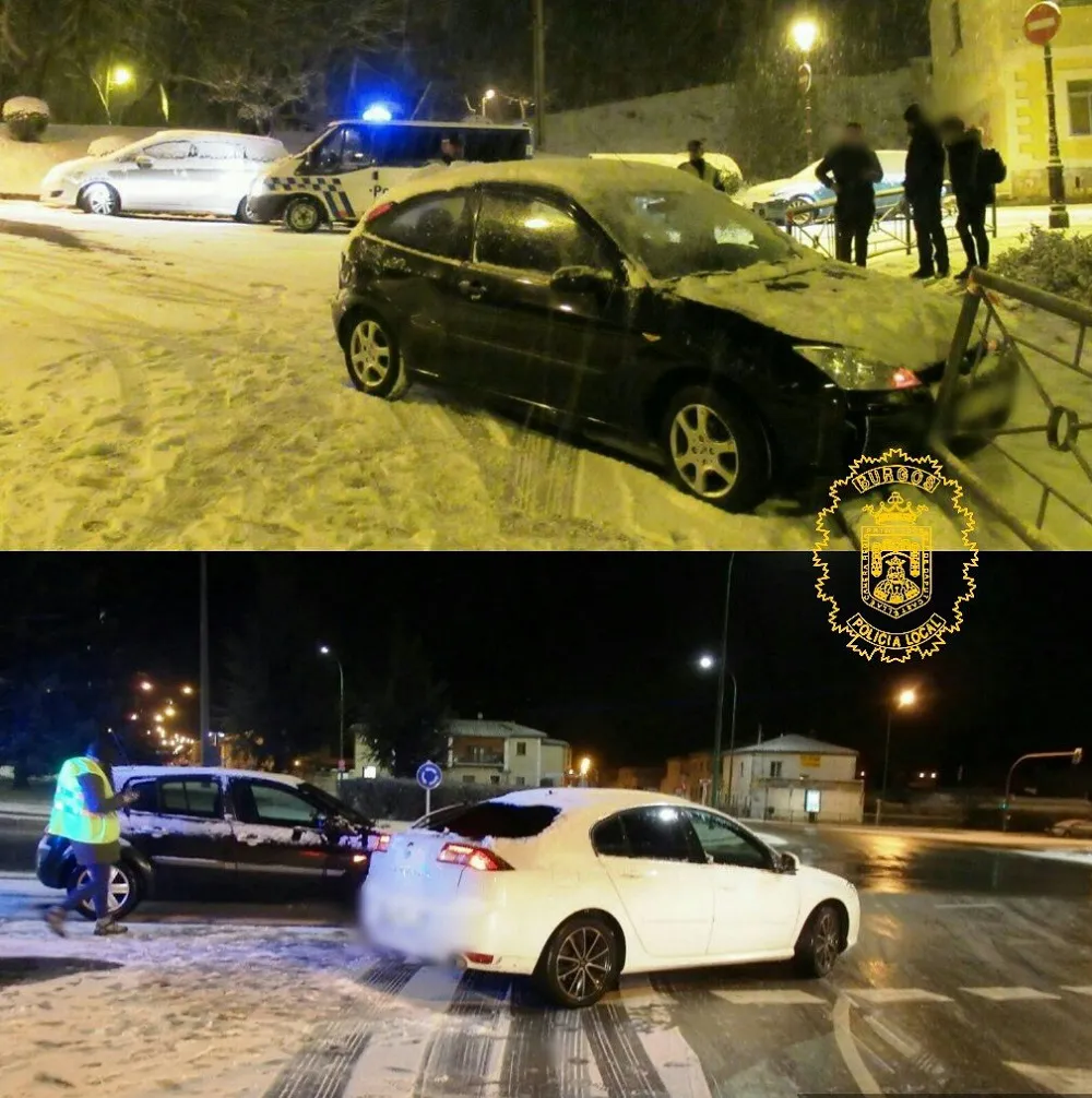 Actualidad Burgos: La nieve y el hielo dificultan la circulación por las calles de Burgos