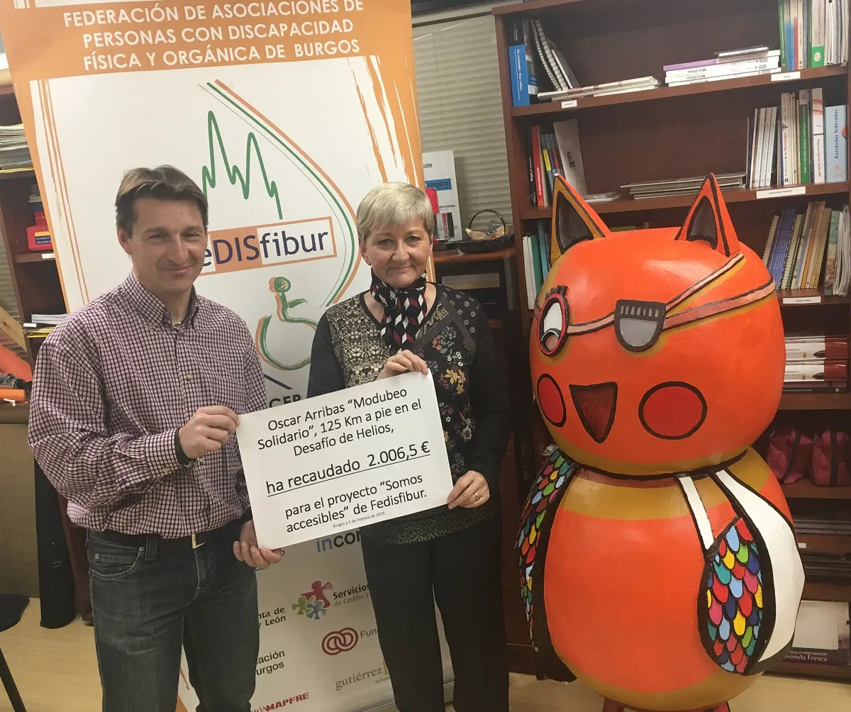 Deportes Burgos: Fedisfibur recibe de Óscar Arribas 2.006 euros por su participación en el Desafío Helios