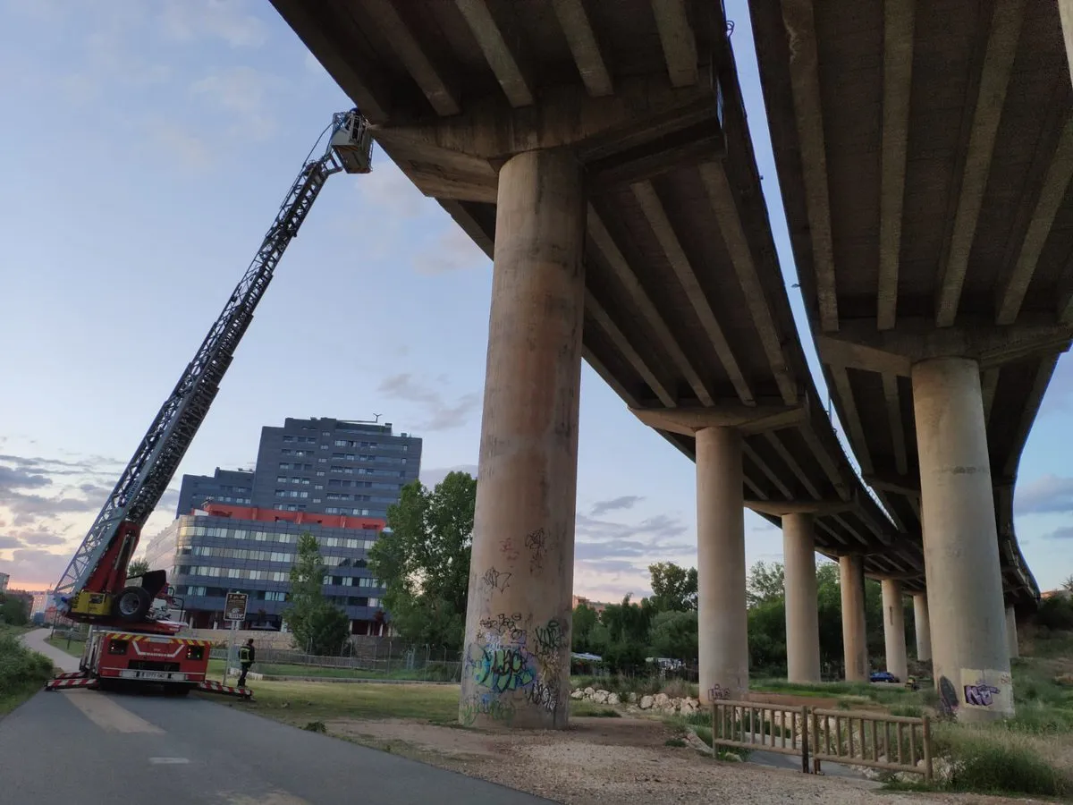 Actualidad Burgos: Revisan el viaducto de la Ronda de circunvalación ante la caída de pequeños cascotes
