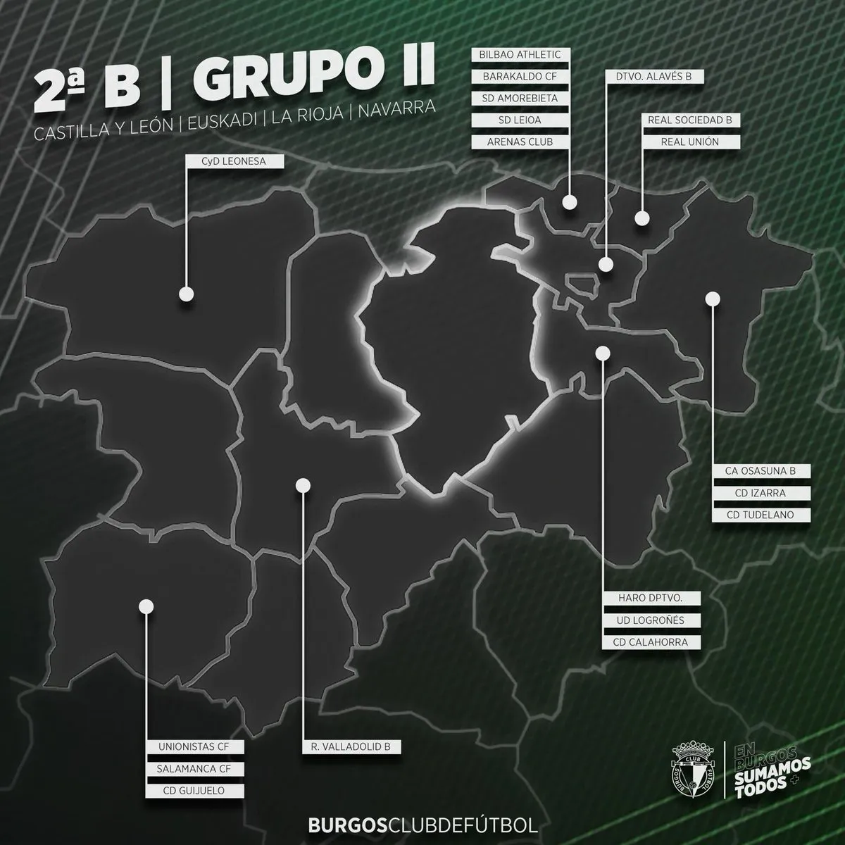 El Burgos CF jugará en el grupo II de 2ª B con vascos, navarros y riojanos