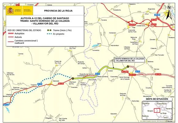 Fomento adjudica las obras del tramo Santo Domingo de la Calzada-Villamayor del Río, de la autovía del Camino de Santiago (A-12)