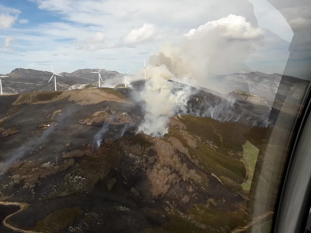 Un incendio calcina más de 180 hectáreas de monte en Espinosa de los Monteros