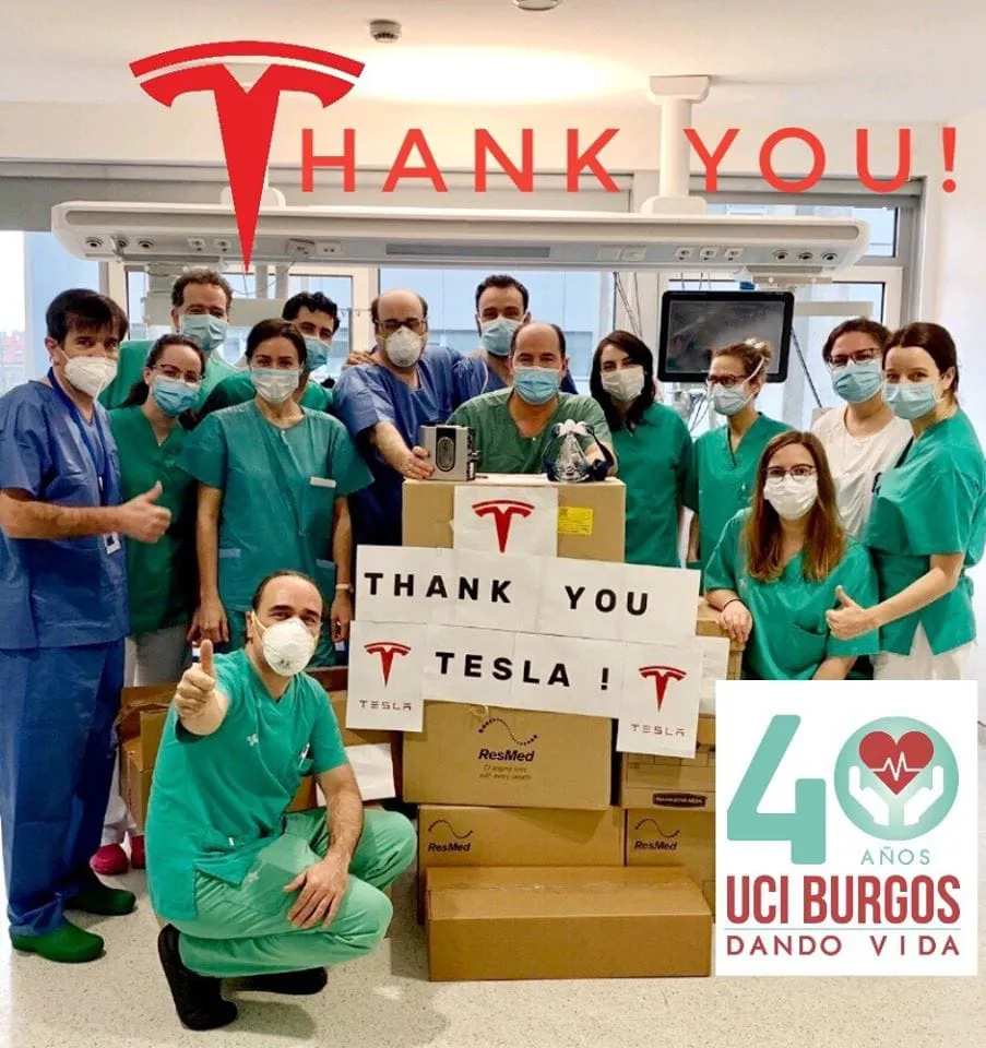 El HUBU recibe 20 ventiladores de Tesla, solo dos hospitales de España han recibido este apoyo