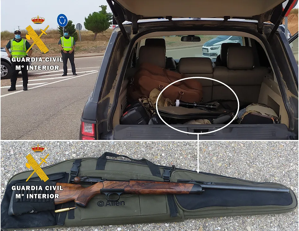 La Guardia Civil intercepta un vehículo que transportaba un rifle de caza con un cartucho en la recámara