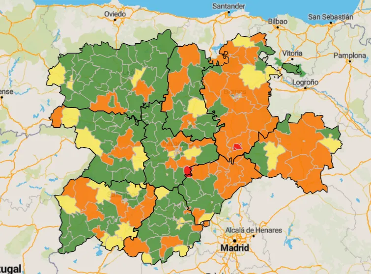 Castilla y León recomienda evitar reuniones de más de 10 personas en 21 zonas básicas de salud de la provincia de Burgos