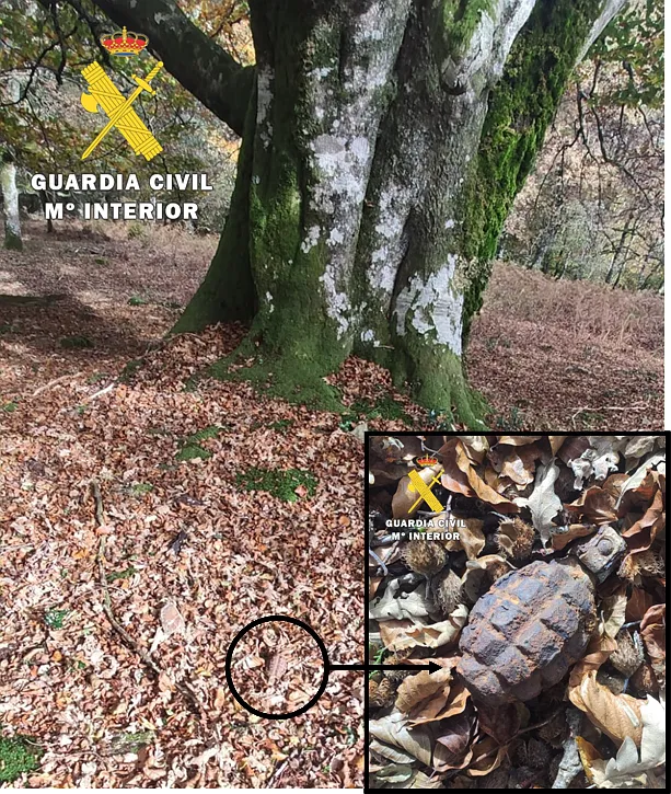 La Guardia Civil destruye una granada de mano de la Guerra Civil