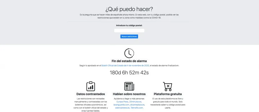 COVID-19 Burgos: Crean una plataforma que nos indica qué se puede hacer (y qué no) en cada municipio a través del código postal