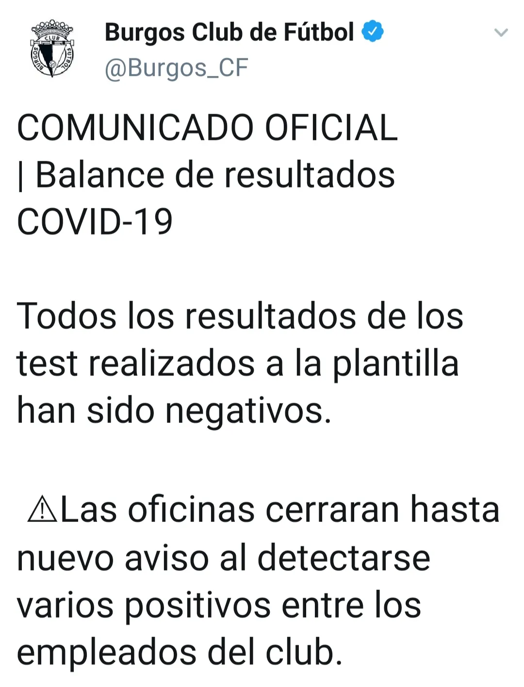 COVID-19 Burgos: Cierran las oficinas del Burgos CF por varios positivos de Covid-19 entre sus empleados