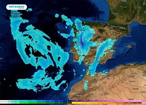 Llega una borrasca cargada de lluvias tras recorrer 5000 kilómetros sobre el Atlántico