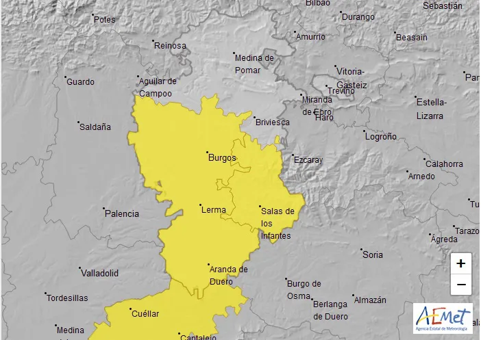 Nivel máximo amarillo por tormentas en Burgos