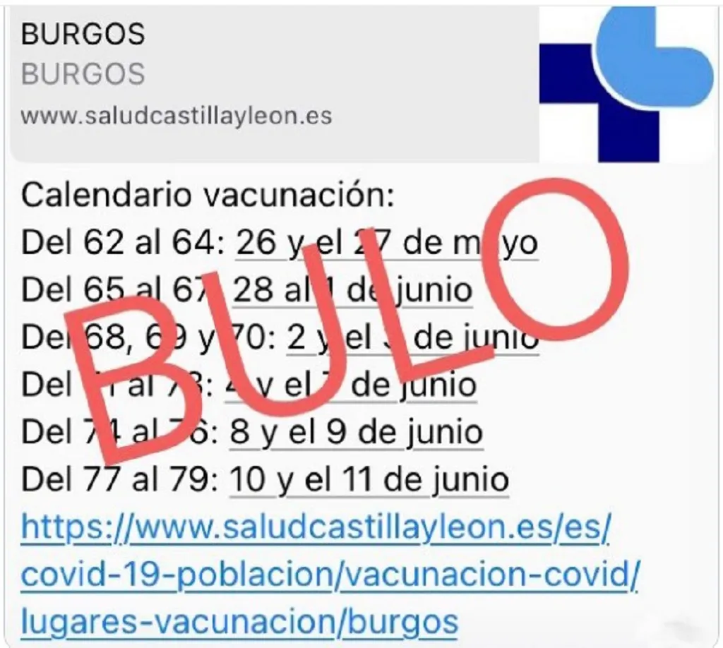 COVID-19 Burgos: Es un bulo: el falso calendario de vacunación en Burgos que corre por las redes sociales y que no debes creer