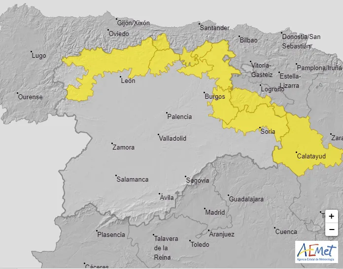 Aviso de fuertes lluvias y tormentas durante las próximas horas en la provincia de Burgos