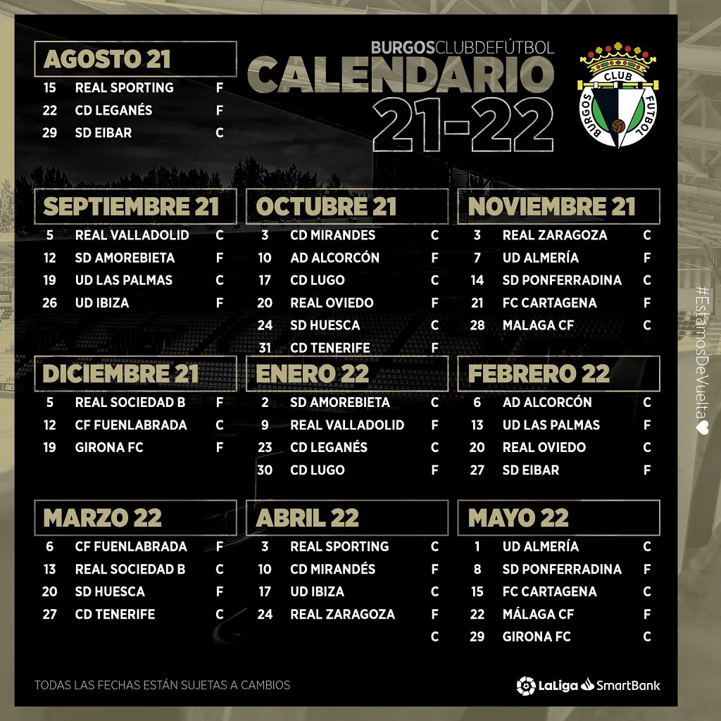 Fútbol Burgos: El Burgos CF debutará en Segunda División frente al Sporting en el Molinón