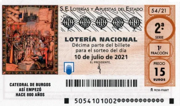 El VIII Centenario de la Catedral de Burgos protagoniza el décimo de Lotería Nacional del sábado 10 de julio