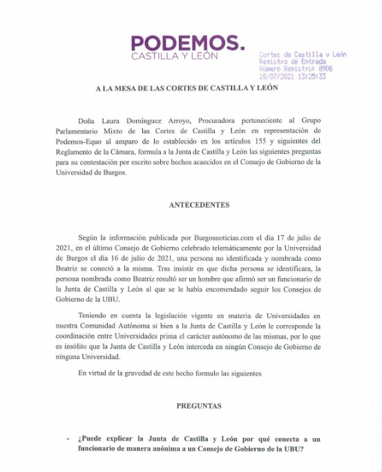 Podemos pregunta a la Junta si espían a las universidades de Castilla y León