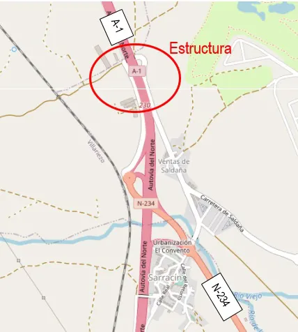 Afecciones al tráfico por la reparación de una estructura en el km 230 de la autovía A-1 a la altura de Sarracín