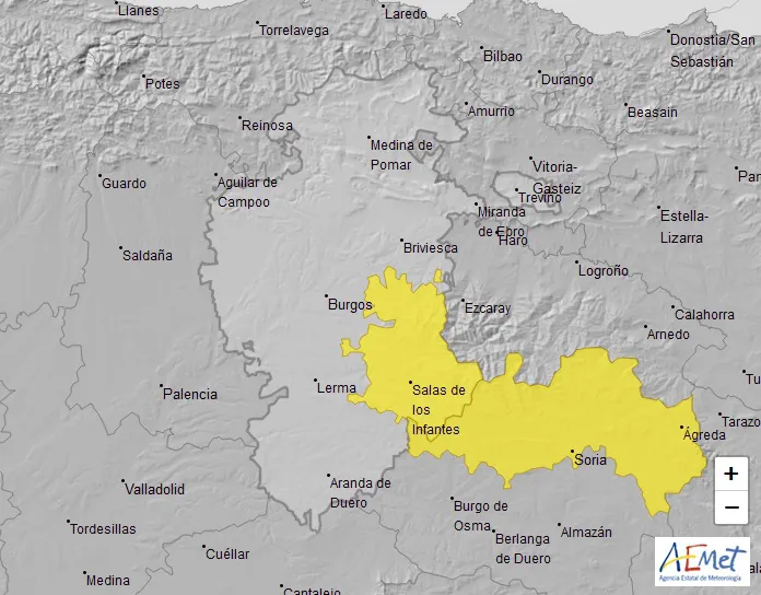 Aviso amarillo por lluvias en Burgos