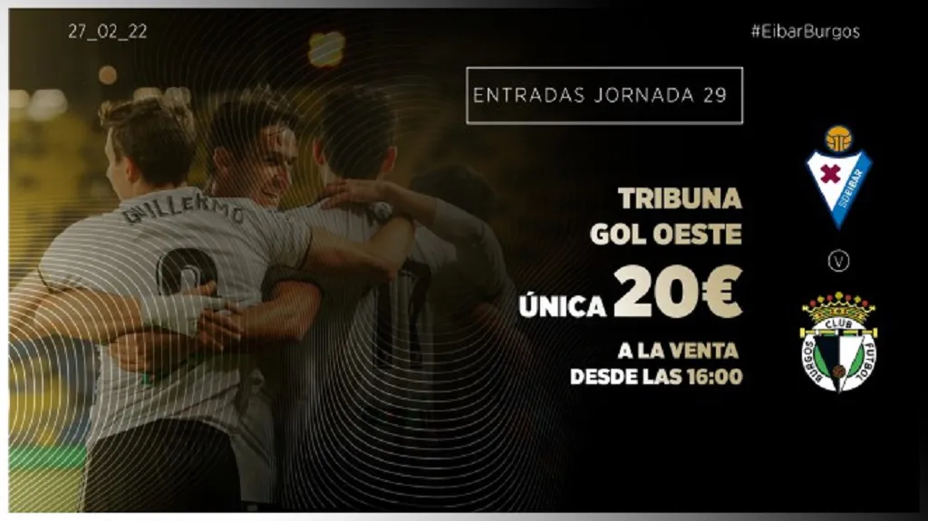 Entradas y autobús disponibles para el partido SD Eibar - Burgos CF