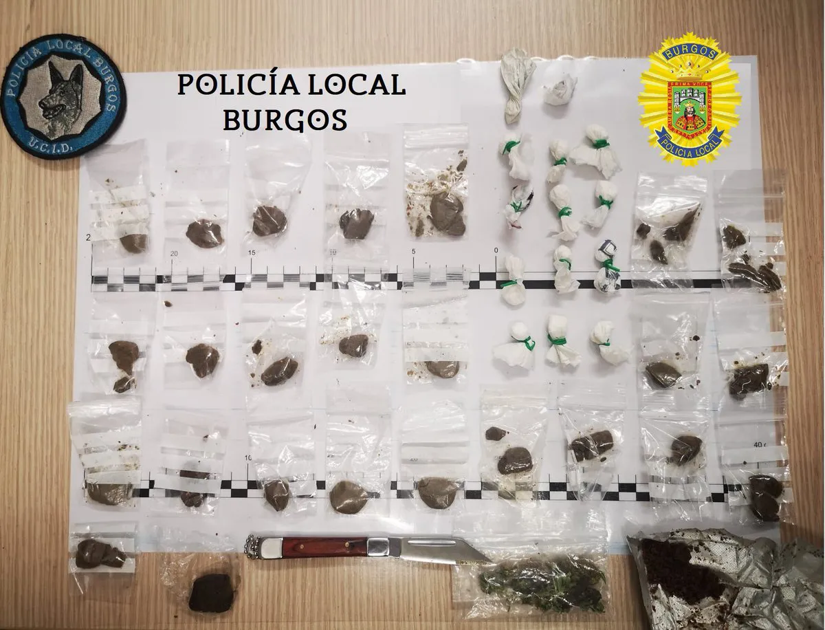 La policía local incauta en un establecimiento de hostelería drogas y un arma blanca