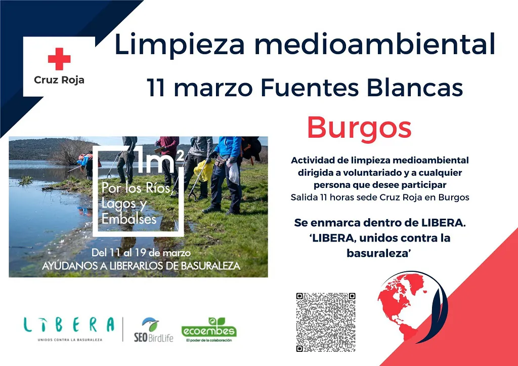 Cruz Roja anima a participar en la limpieza del cauce del Arlanzón el sábado 11 de marzo en Burgos dentro del Proyecto ‘Libera’