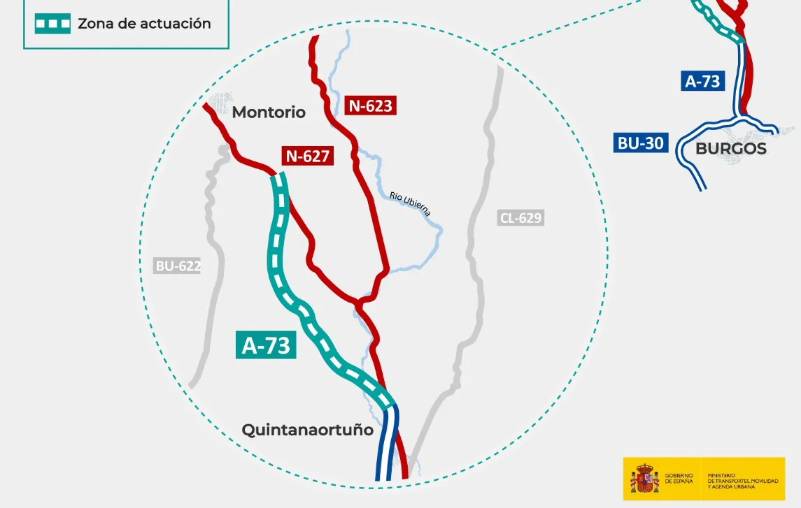 Mitma formaliza las obras de un nuevo tramo de la autovía A-73 entre Quintanaortuño y Montorio por 108 millones de euros