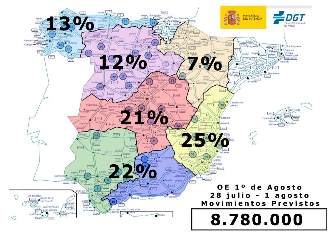 Dispositivo especial de tráfico en el arranque del mes con más movimientos del verano