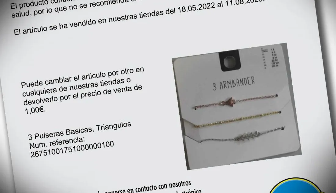 Tedi retira un juego de pulseras por contener altos niveles de cadmio