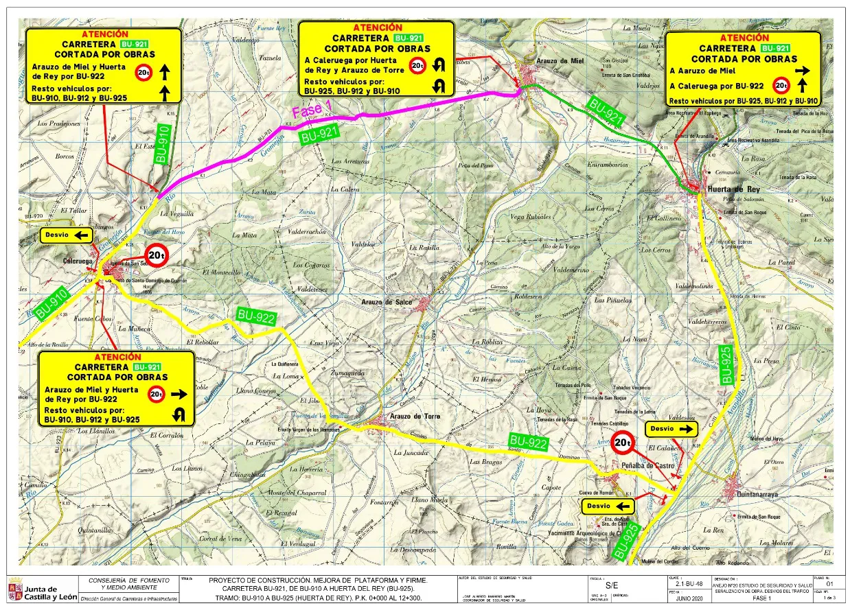 Ampliación del corte de tráfico en la carretera BU-921
