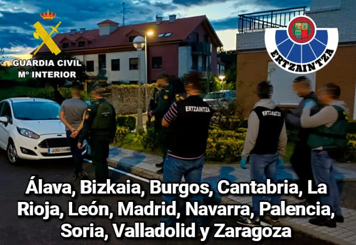 La Guardia Civil de Burgos participa en la detención de cinco personas acusadas de 42 robos en varias provincias
