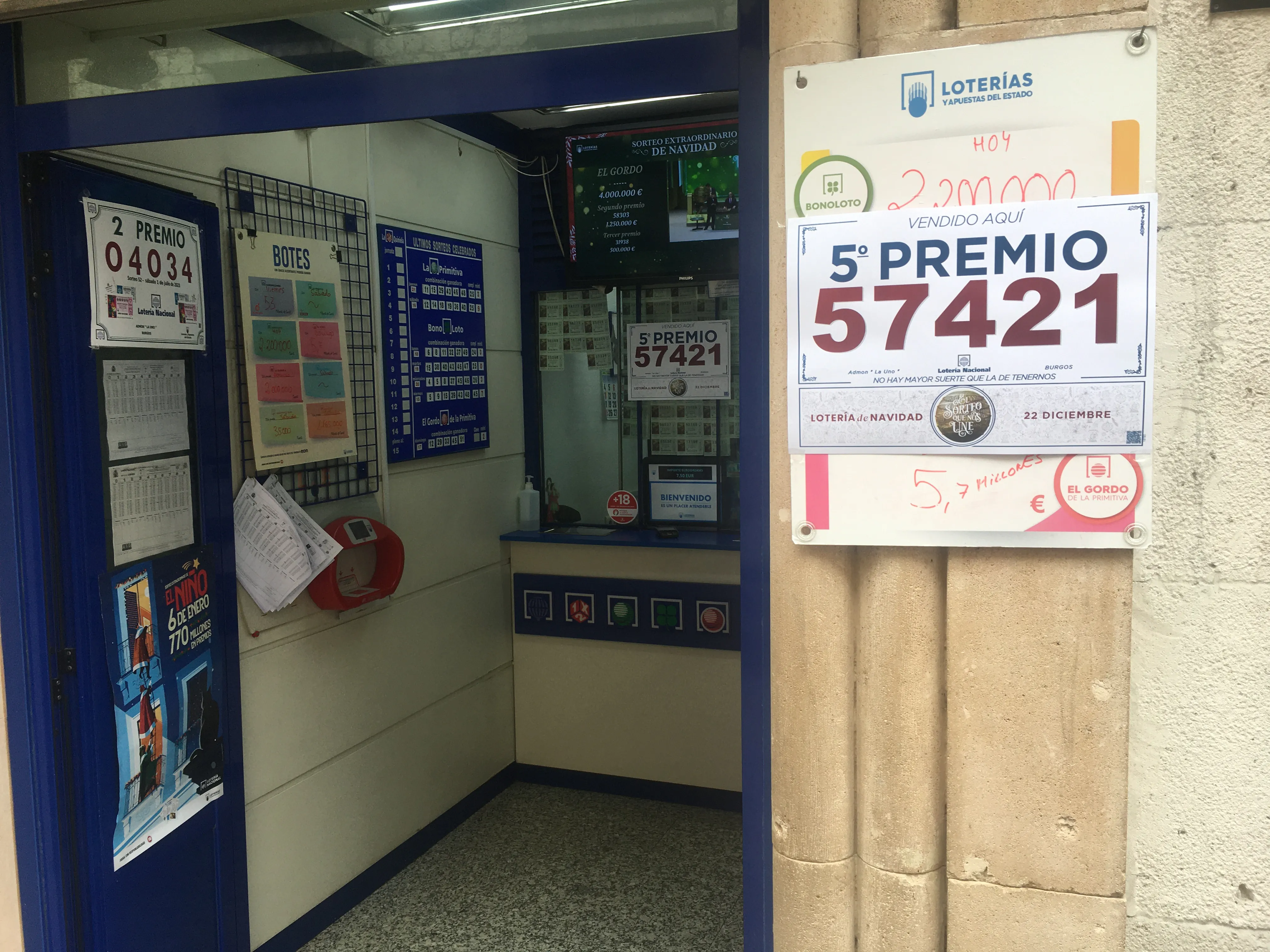 El segundo premio de la lotería de Navidad (el 58.303) deja 1.250.000 euros en Belorado