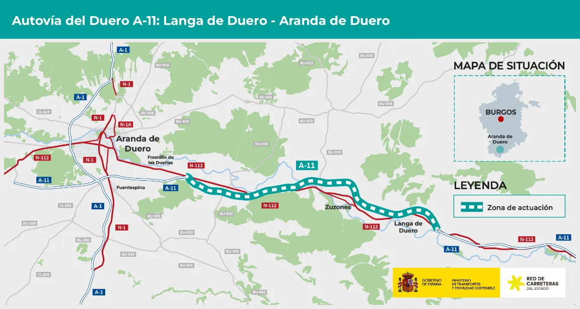Transportes licita por 212 ME las obras de la autovía A-11 entre Langa de Duero y Aranda de Duero