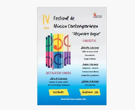 El IV Festival de música contemporanea  Alejandro Yagüe se celebrará del 8 al 10 de mayo